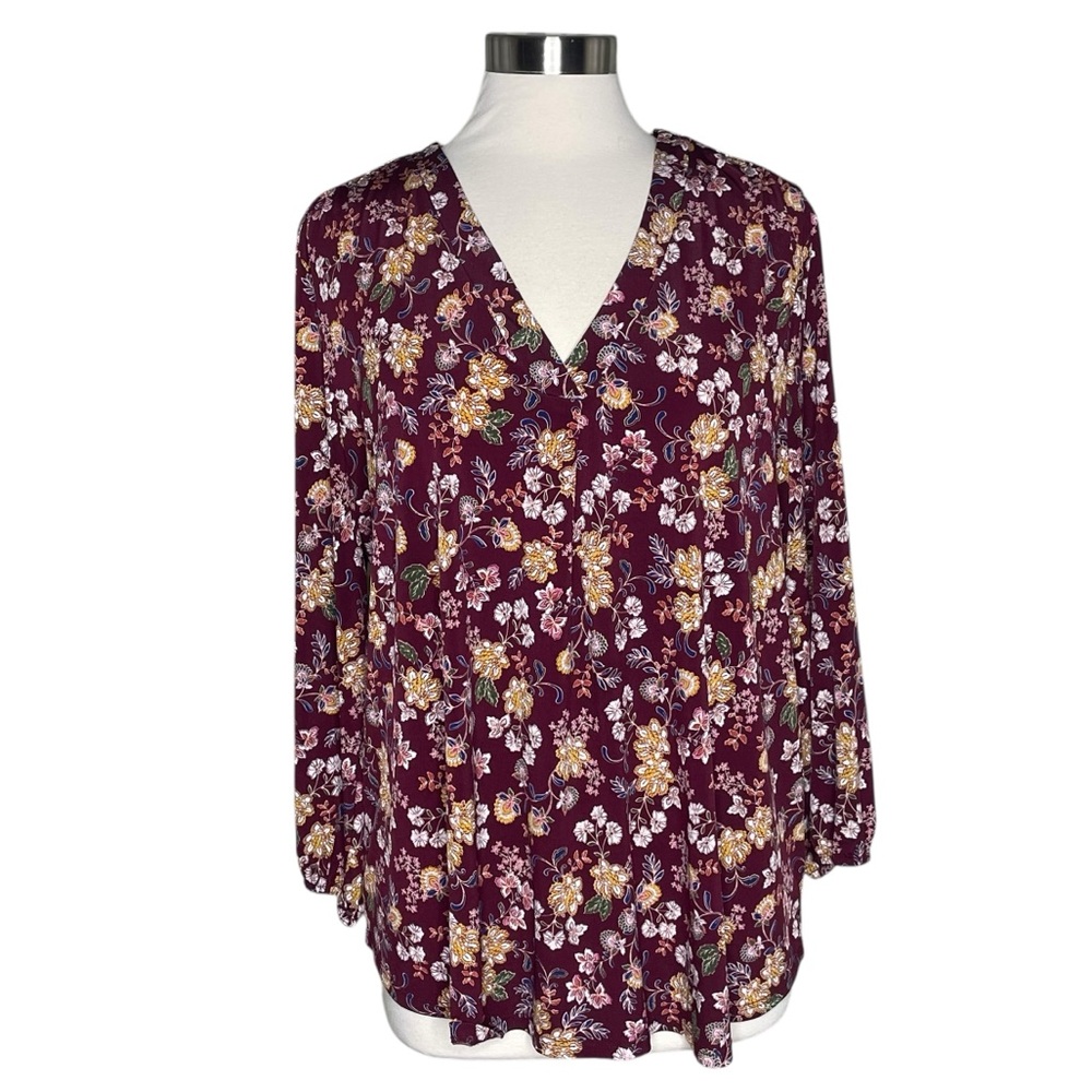 Vince Camuto XXL floral top burgundy